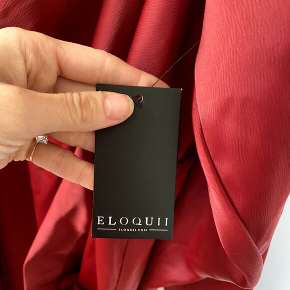 NWT Eloquii Twist Front Satin Midi Dress Red Size 26 - Picture 5 of 9